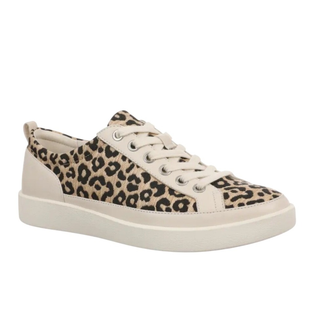 Vionic Womens Winny Leopard Raffia Low Top Comfort Lace Up Sneakers - 7.5/ 38
